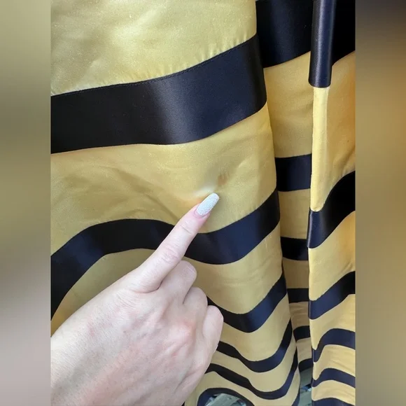 50s Vintage Yellow and Black Satin Prom Dress size Xs - Picture 5 of 11